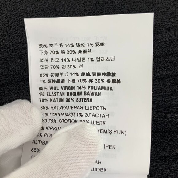 Miu Miu Black Wool Blend Dress With Gold Button Accents & Satin Hem Detail - Picture 3 of 8